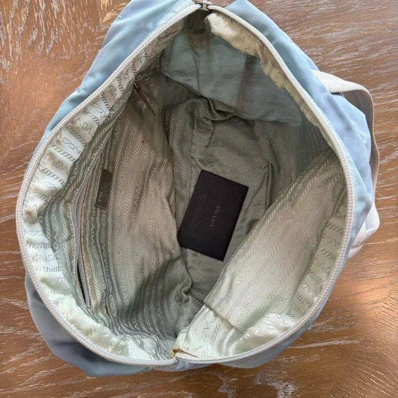 PRADA Hand Bag Nylon Light Blue Silver Auth 107215 - Picture 8 of 10